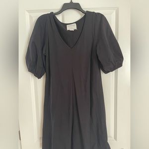 Black v neck dress with bell sleeve